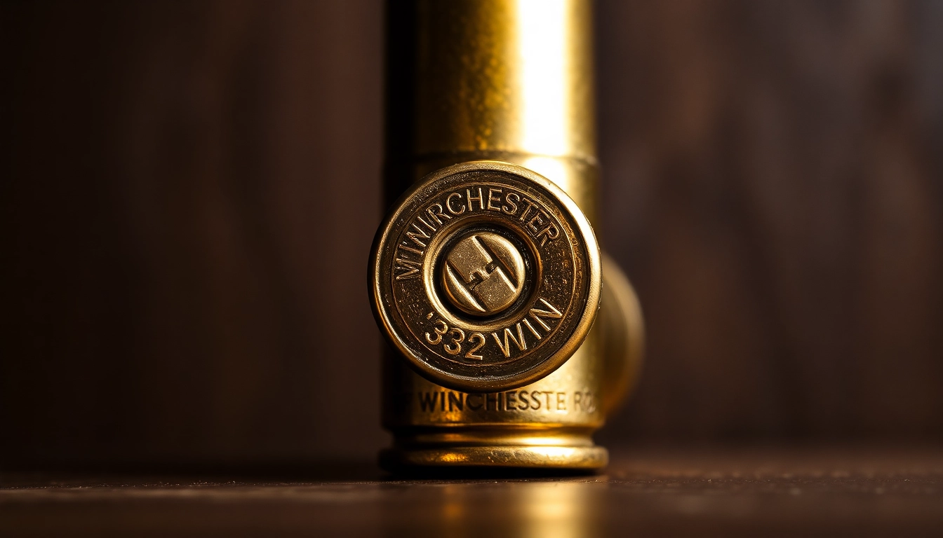 The 32 WIN Winchester cartridge displayed with detailed engravings, highlighting its classic design and historical significance for firearms enthusiasts.