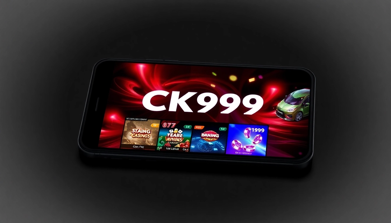 The ck999 app interface shown on a smartphone screen with engaging casino game visuals for easy mobile access and gameplay.