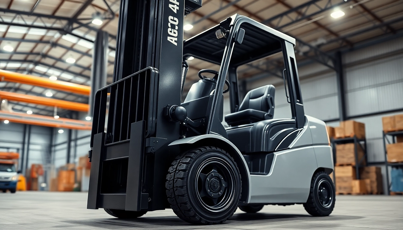 Efficient forklift rental service with a modern forklift handling heavy loads in a warehouse setting for seamless material movement.