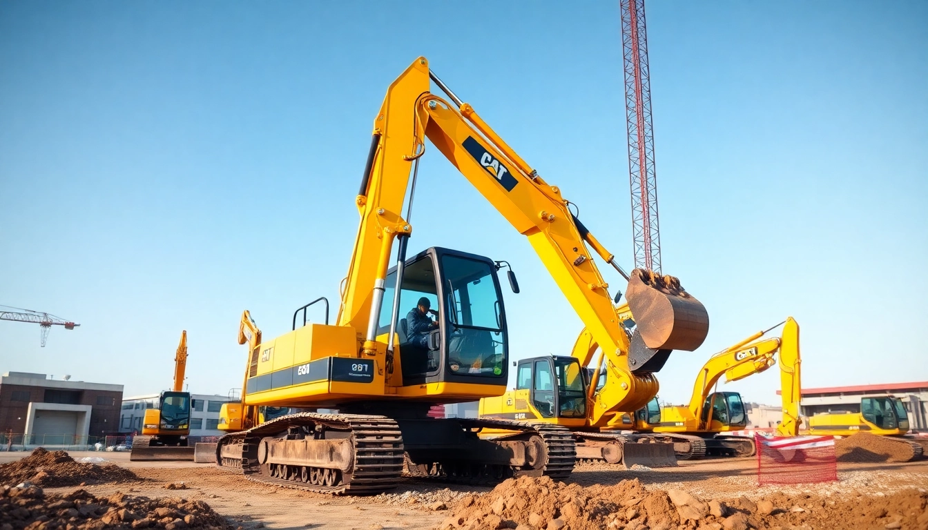 Efficient excavator rental service featuring modern machines ready for construction projects in the UK, emphasizing ease and reliability.
