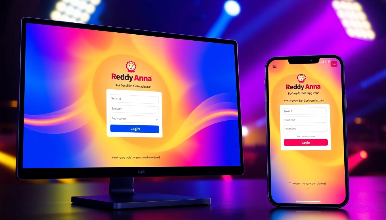 Reddy Anna Login screen showing secure login form with vibrant interface for quick access to sports betting and casino platform.