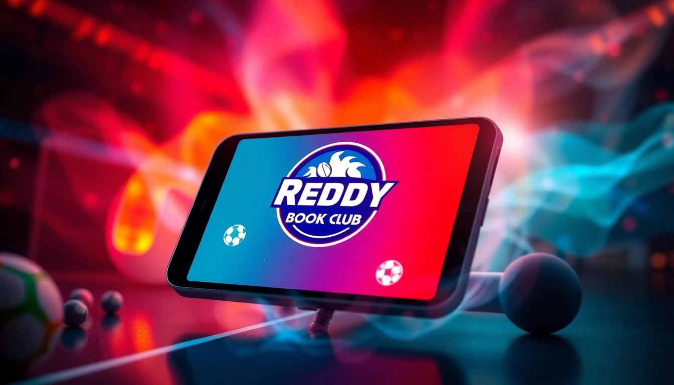 The Reddy Book Club logo displayed on a mobile device with sports betting elements, highlighting trust and engagement for users.