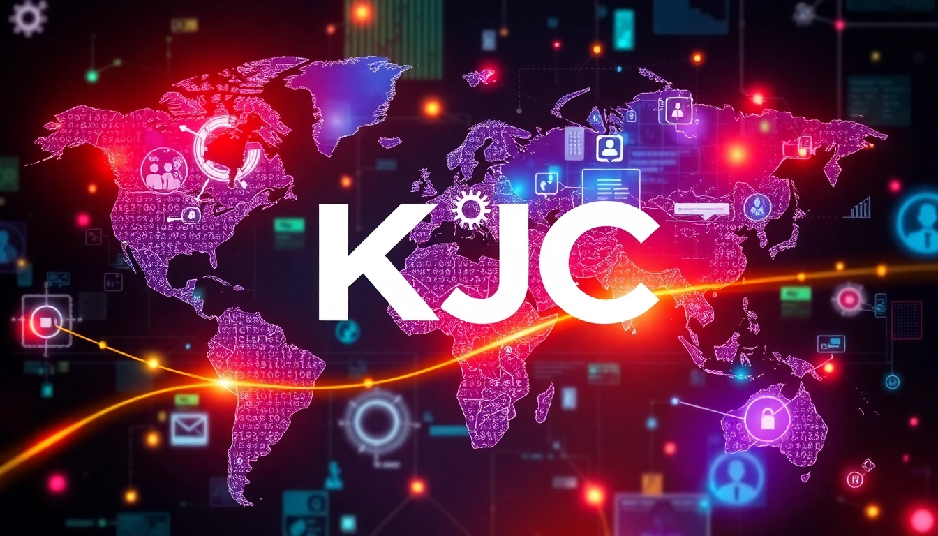 KJC's innovative digital hub symbolizing global connectivity, technological advancement, and trusted entertainment solutions.