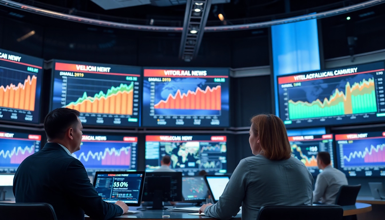 Journalists reviewing political news updates on digital screens for accurate coverage and analysis